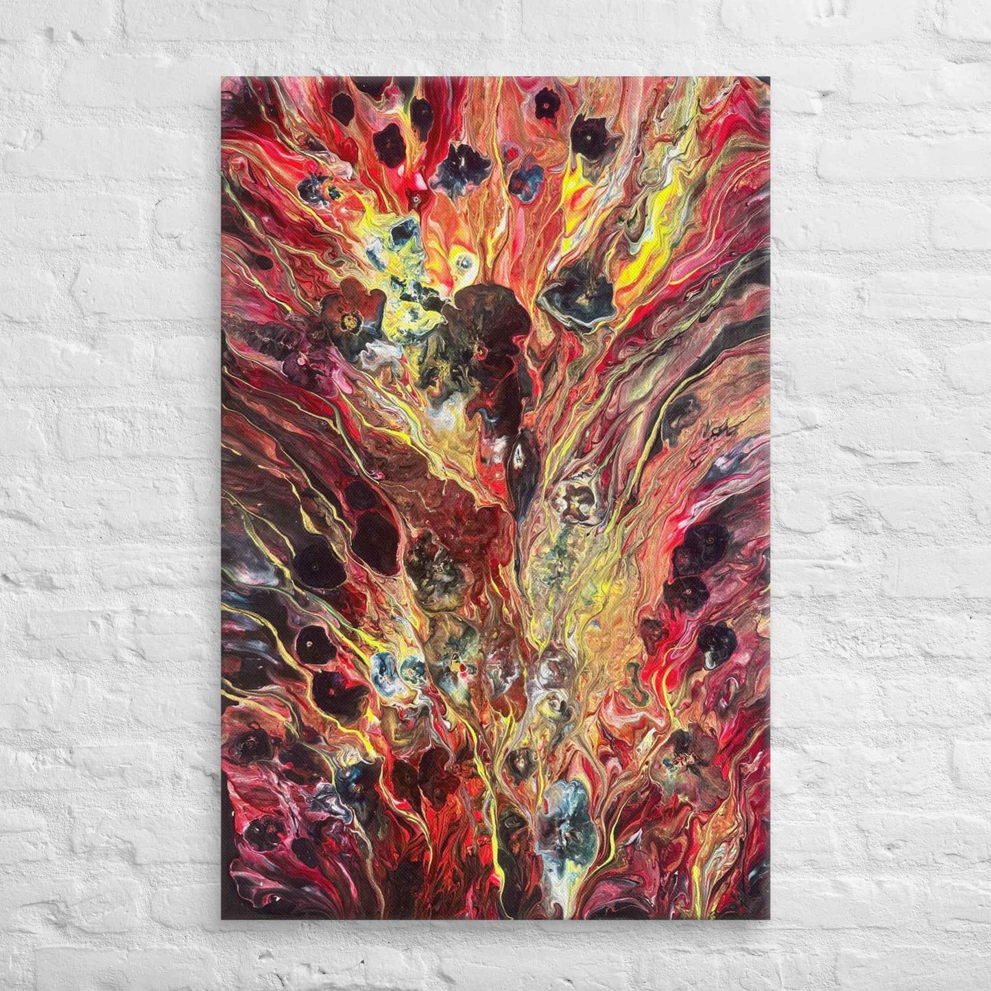 Canvas Print - Phoenix - Fluid Abstract Red Gold Fire
