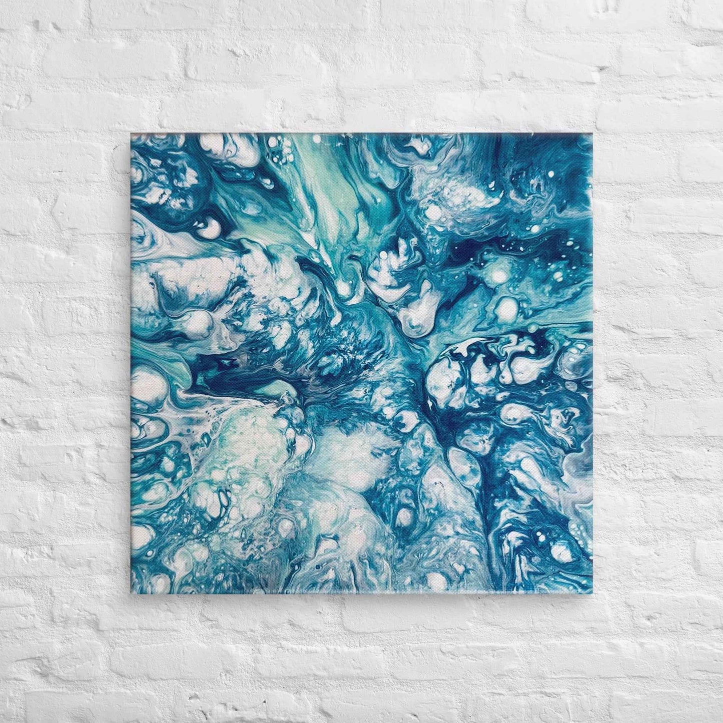 Canvas Print - Reef - Submerged Blue Fluid Abstract Sea Foam