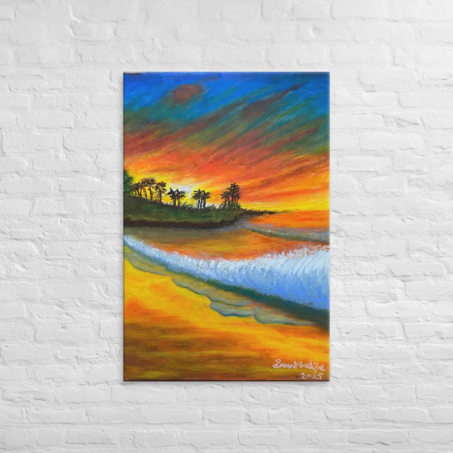 Canvas Print - Day Blazed - Tropical Sunset Palm Tree