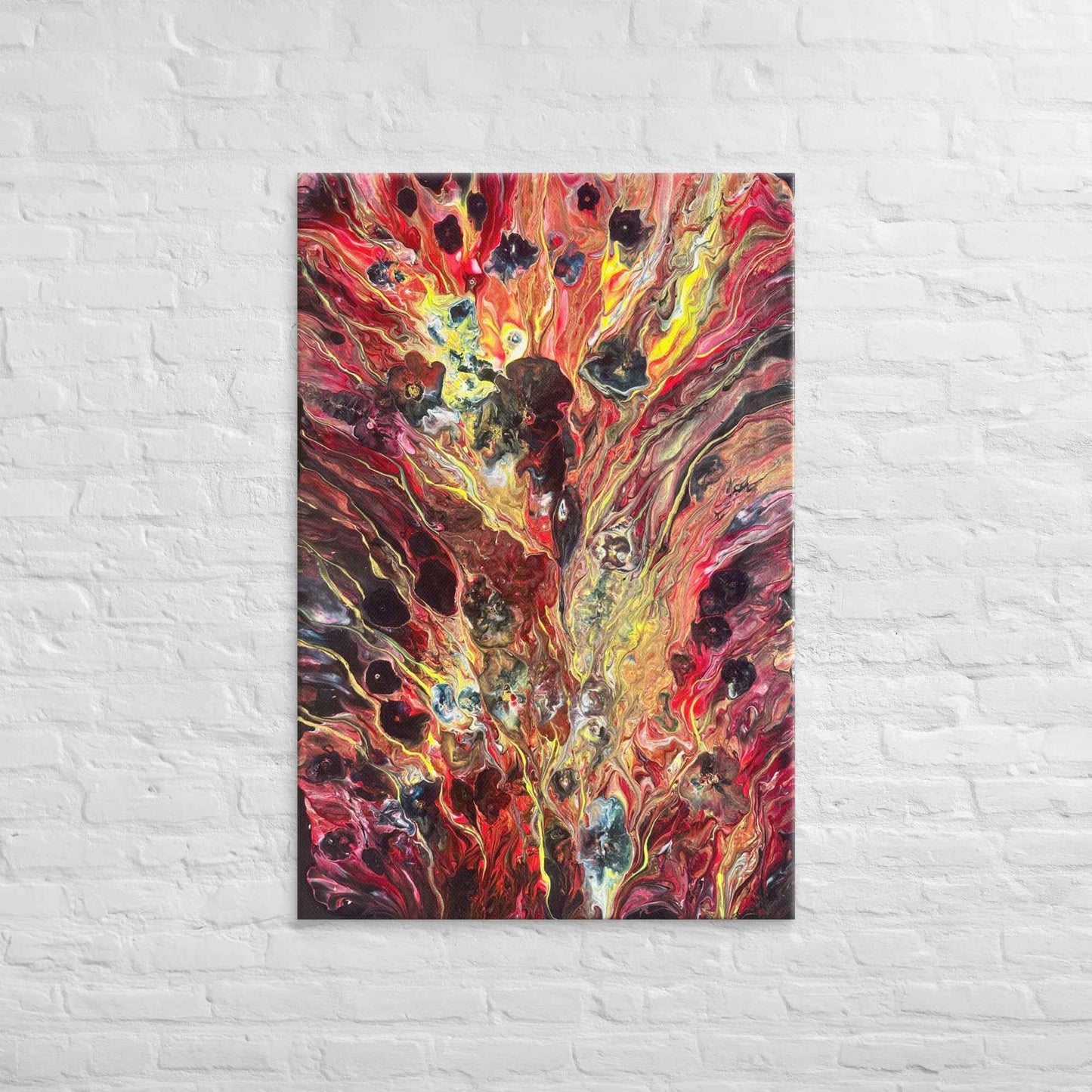Canvas Print - Phoenix - Fluid Abstract Red Gold Fire