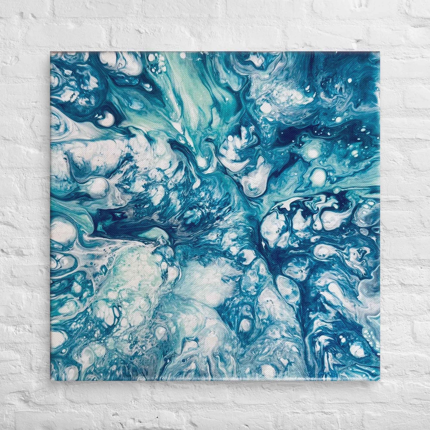 Canvas Print - Reef - Submerged Blue Fluid Abstract Sea Foam