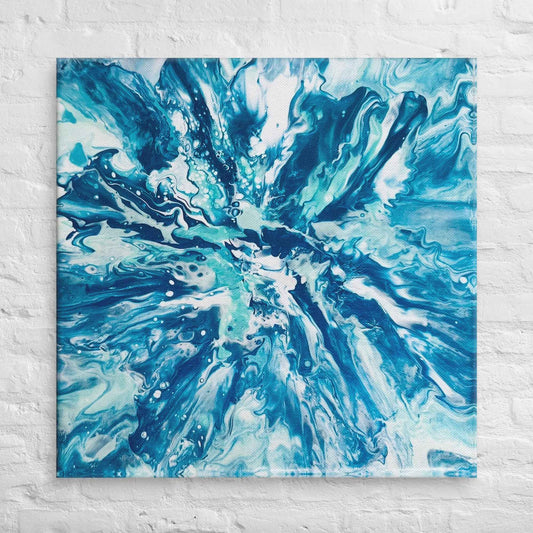 Canvas Print - Riptide - Fluid Abstract Exploding Blue Wave