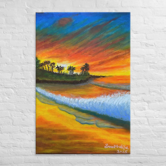 Canvas Print - Day Blazed - Tropical Sunset Palm Tree
