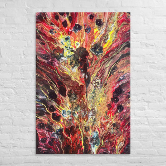 Canvas Print - Phoenix - Fluid Abstract Red Gold Fire