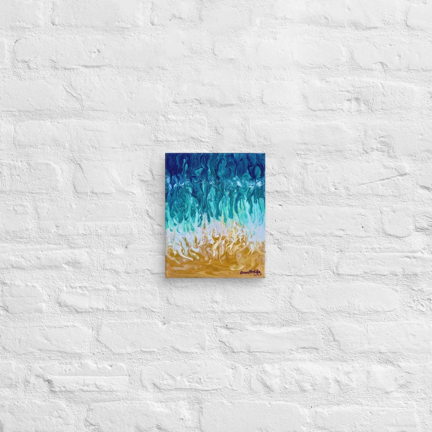 Canvas Print - Good Tidings - Fluid Blue Gold Ocean