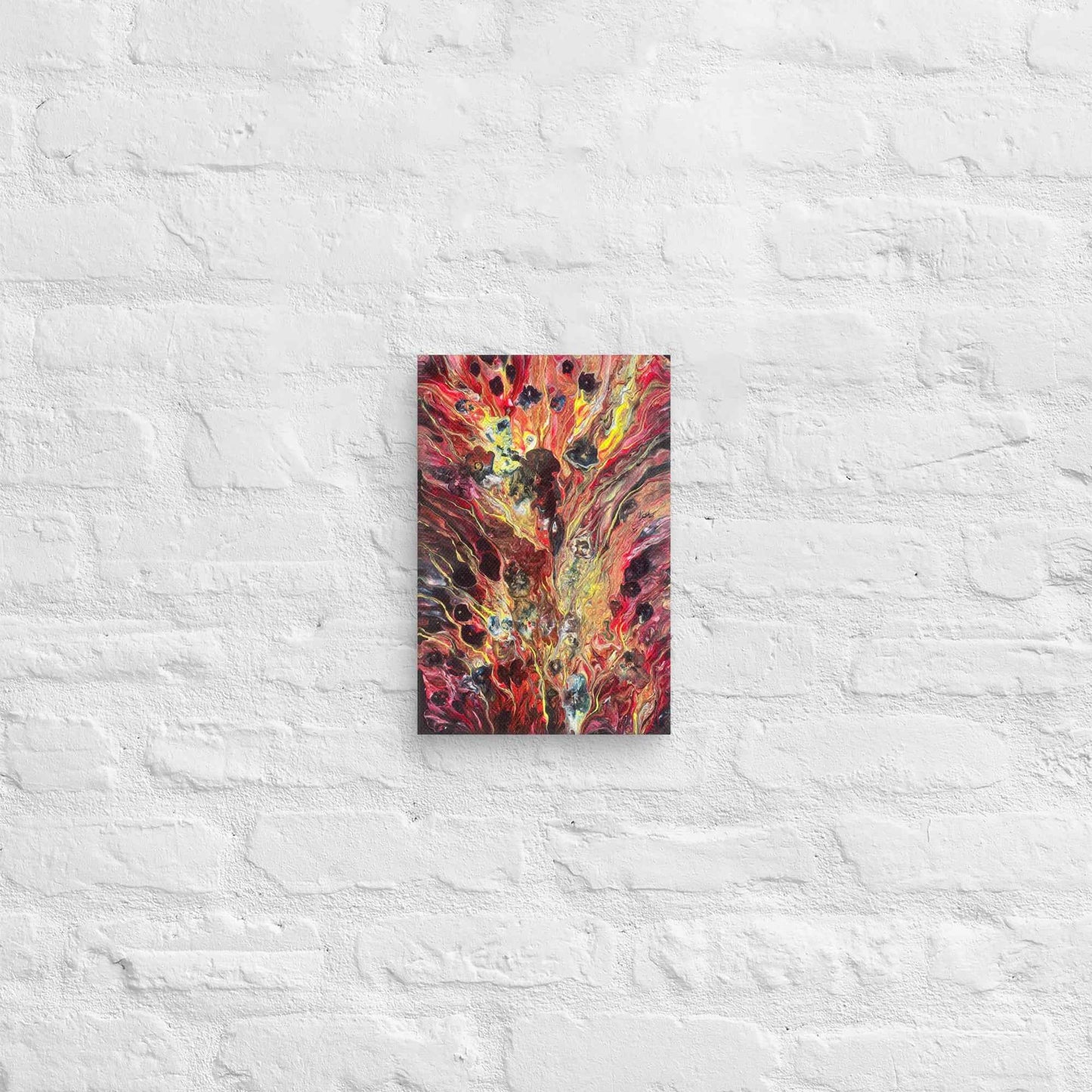 Canvas Print - Phoenix - Fluid Abstract Red Gold Fire