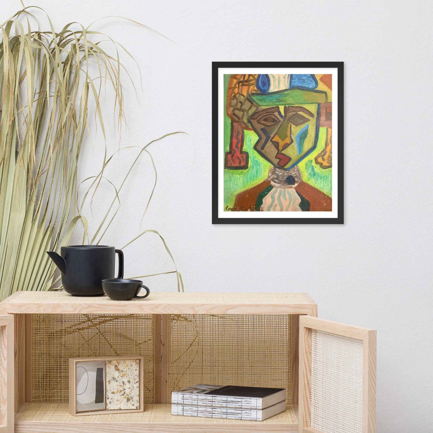 Framed Print - Fragmented Soul - Cubist Figure Portrait - Eman's Gallery
