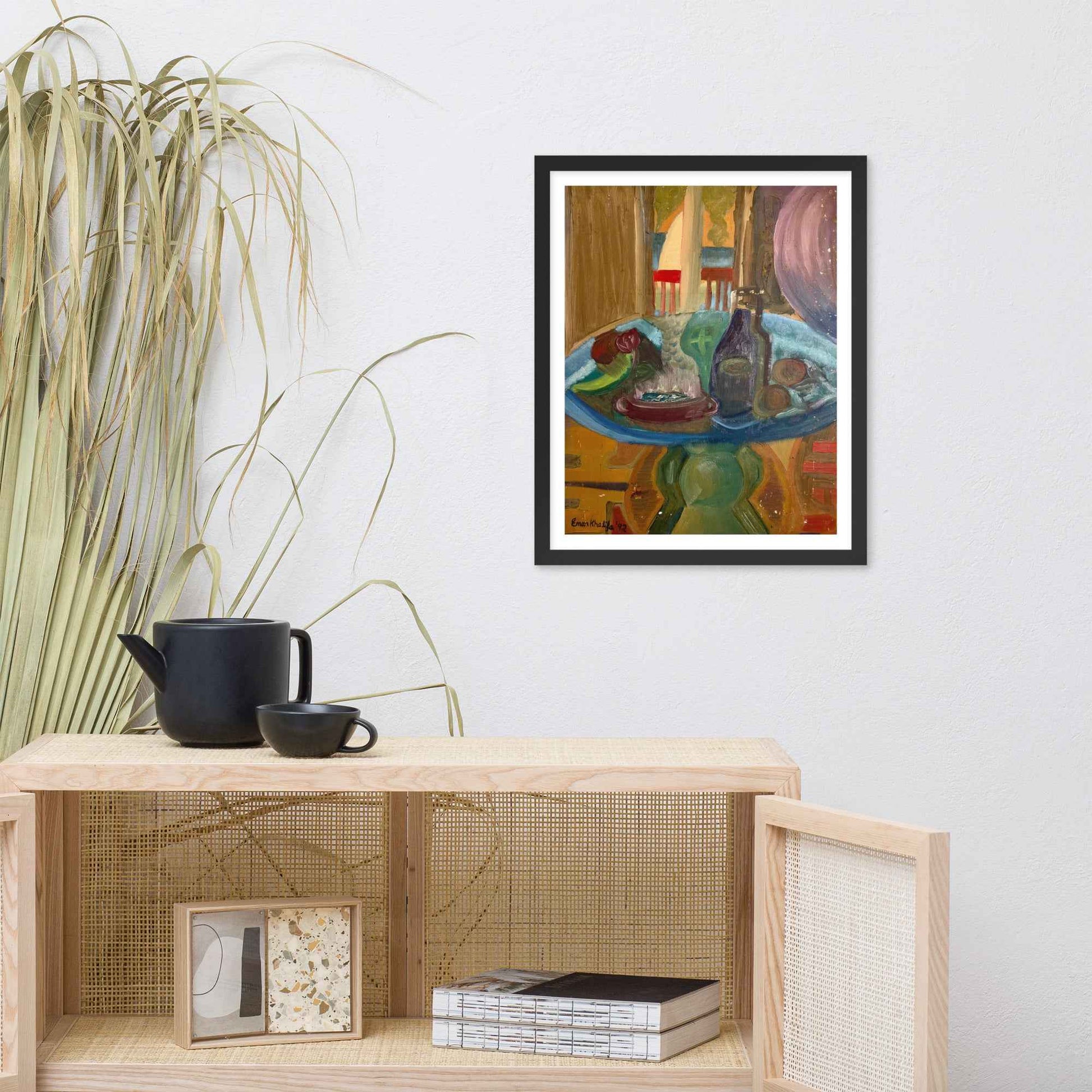 Framed Print - Table of Echoes - Surrealist Interior Scene - Eman's Gallery