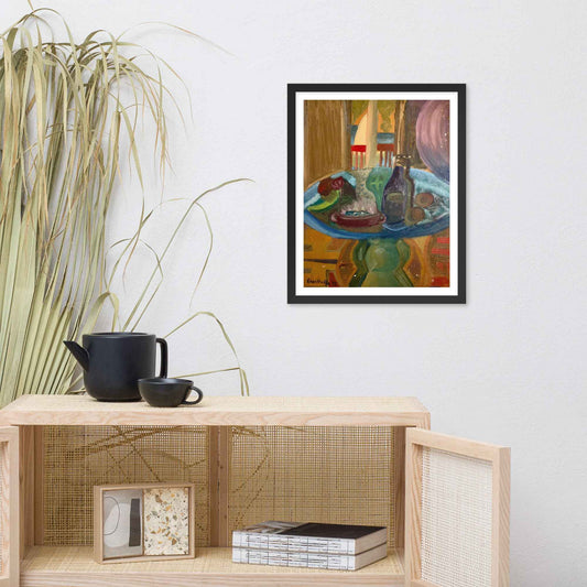 Framed Print - Table of Echoes - Surrealist Interior Scene - Eman's Gallery