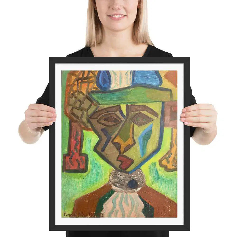 Framed Print - Fragmented Soul - Cubist Figure Portrait - Eman's Gallery