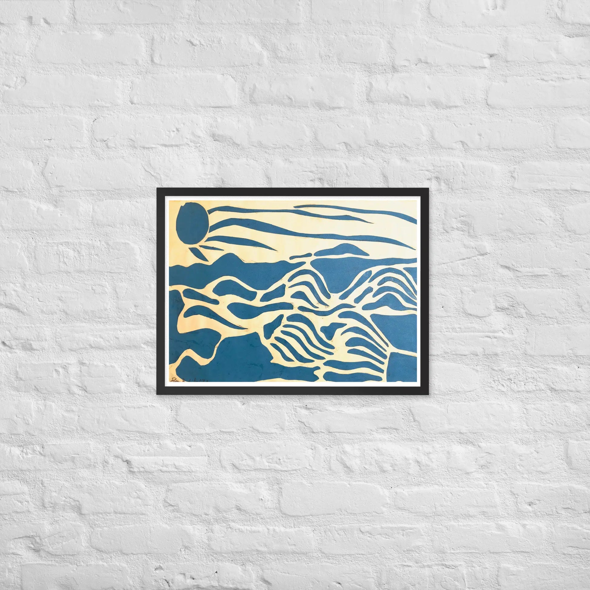 Framed Print - Blue Airwaves - Minimalist Abstract Ocean - Eman's Gallery