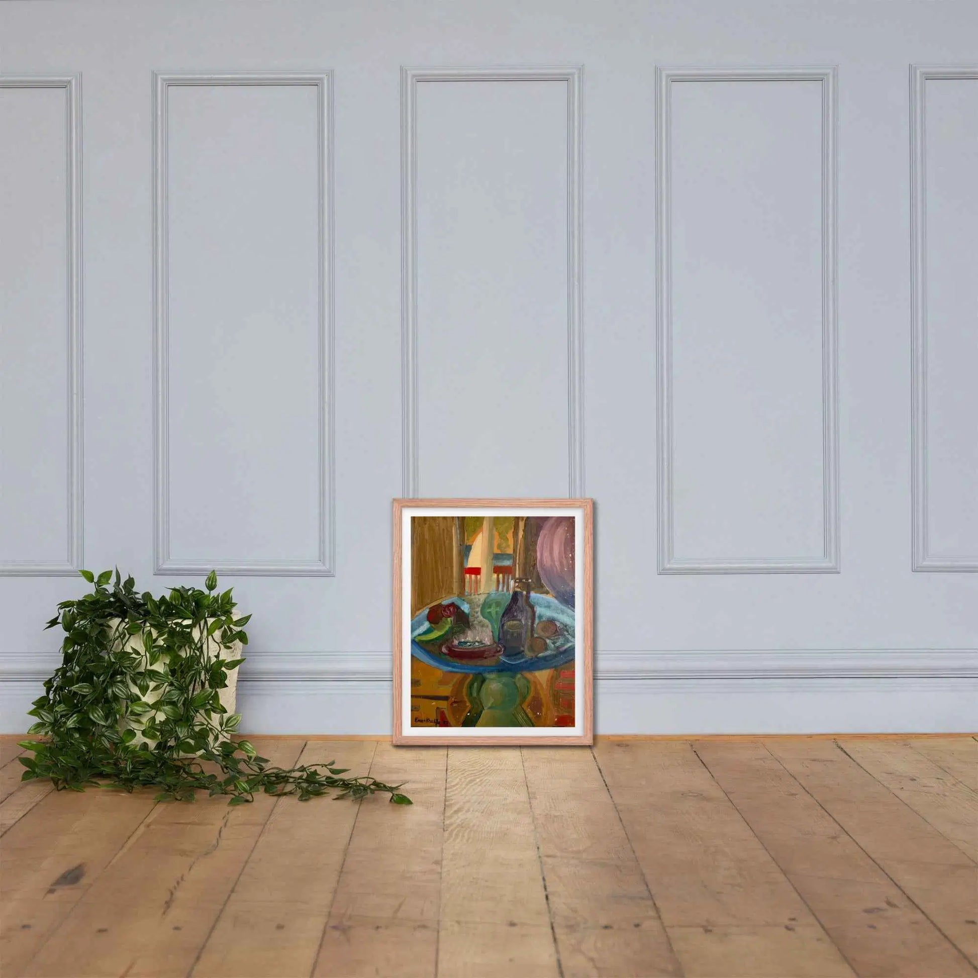 Framed Print - Table of Echoes - Surrealist Interior Scene - Eman's Gallery