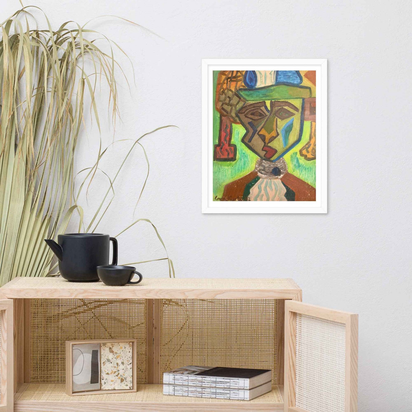 Framed Print - Fragmented Soul - Cubist Figure Portrait - Eman's Gallery