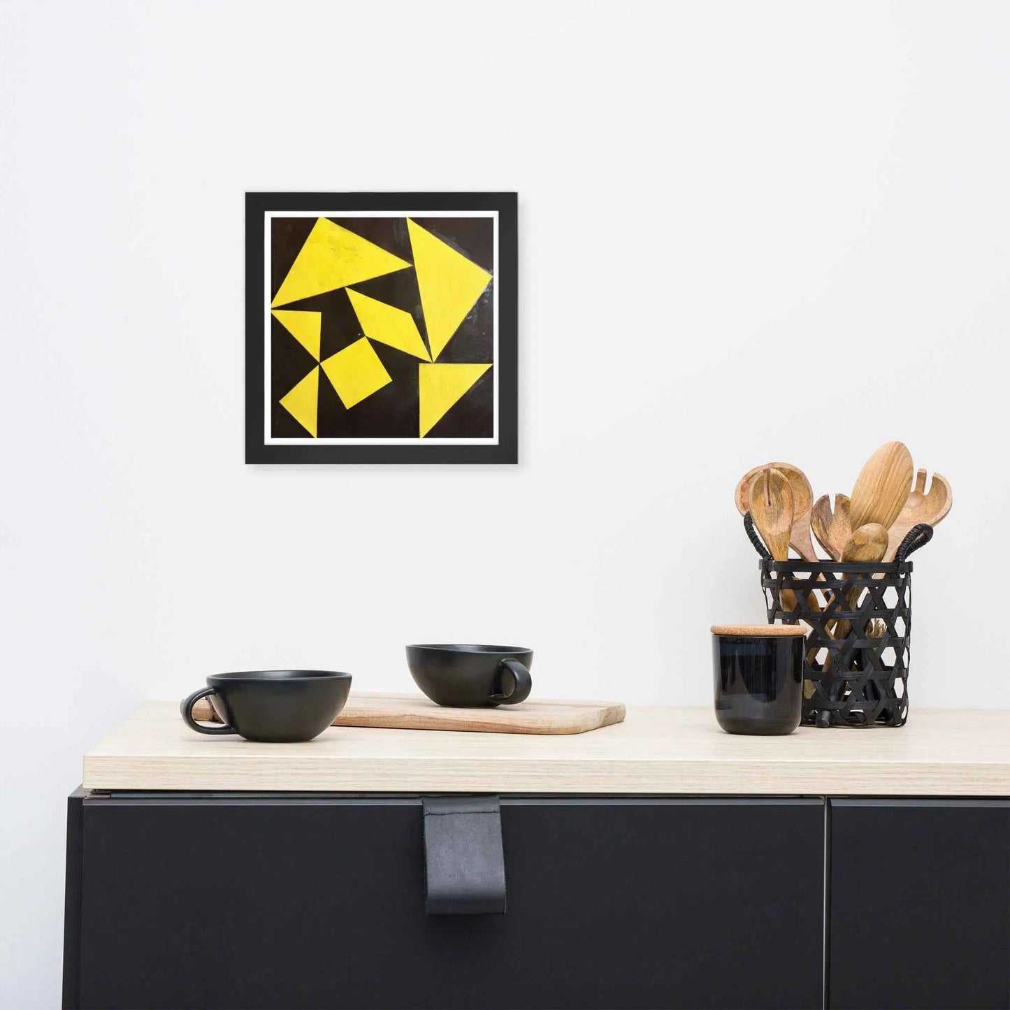 Framed Print - Golden Fracture - Geometric Minimalist