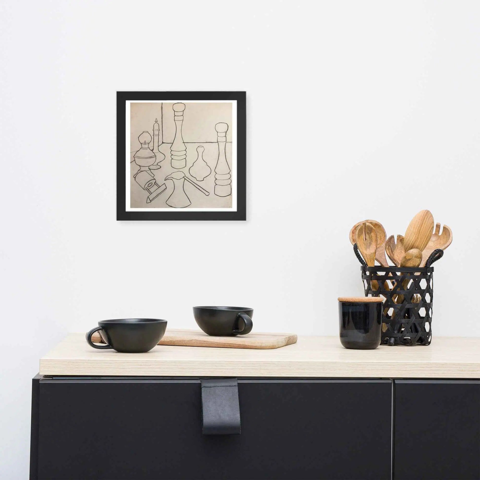 Framed Print - Contours of Orient - Monochrome Outline