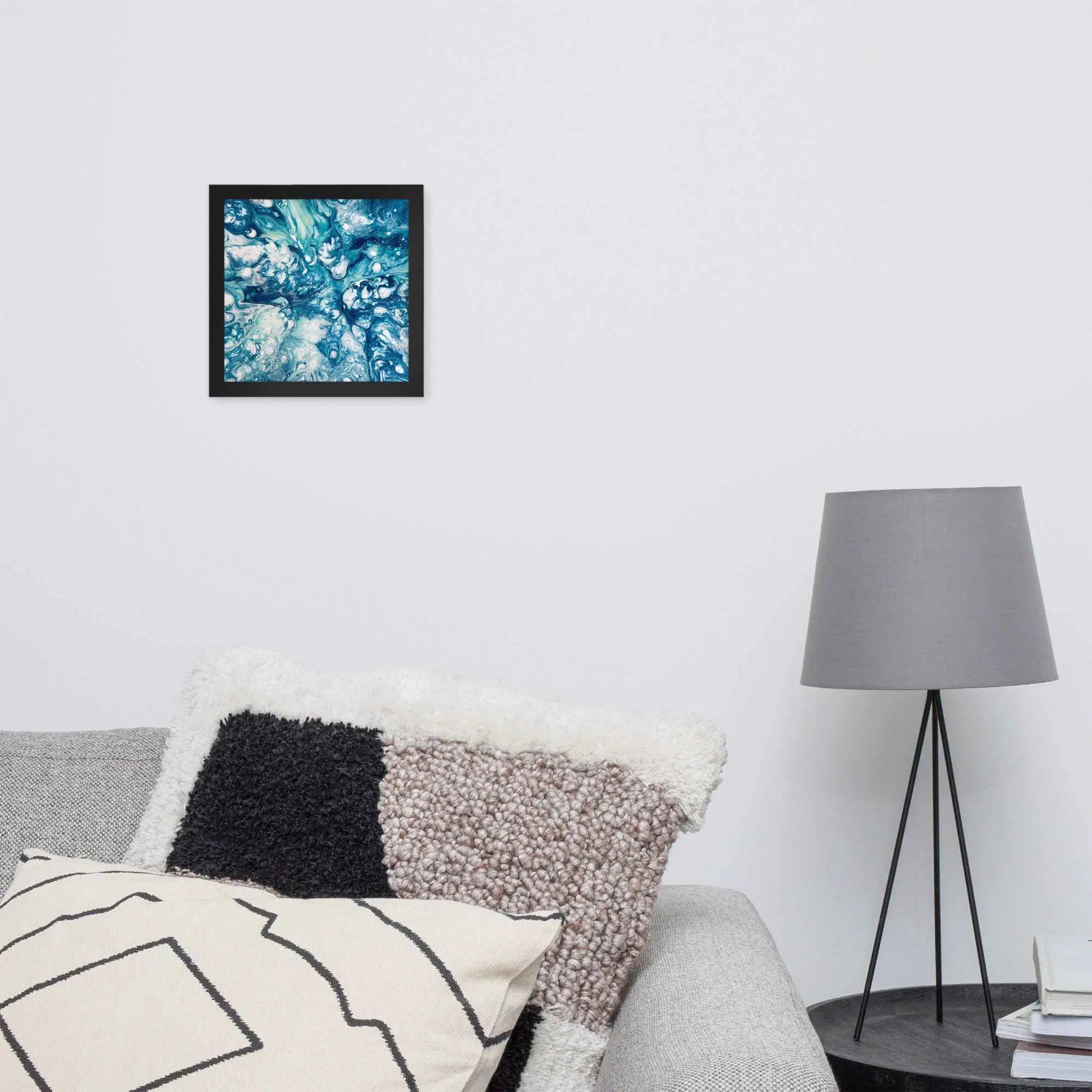 Framed Print - Reef - Blue Fluid Abstract Ocean Foam