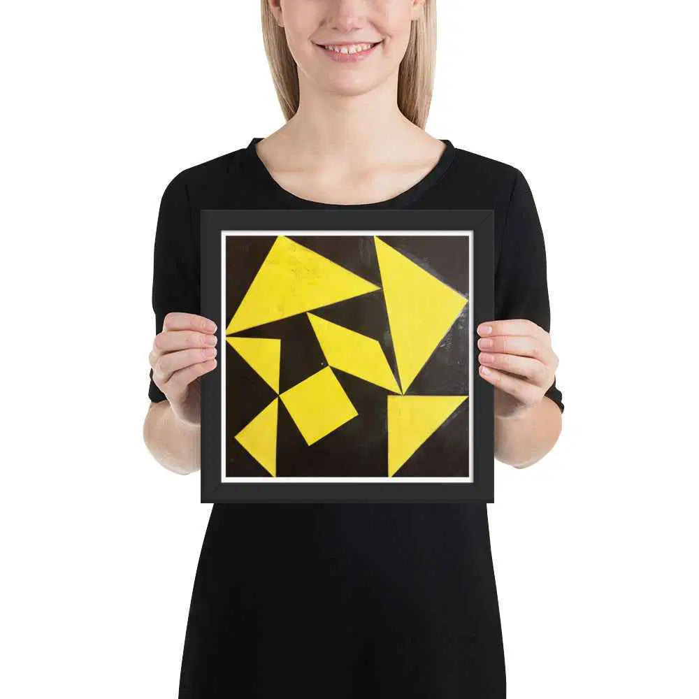 Framed Print - Golden Fracture - Geometric Minimalist
