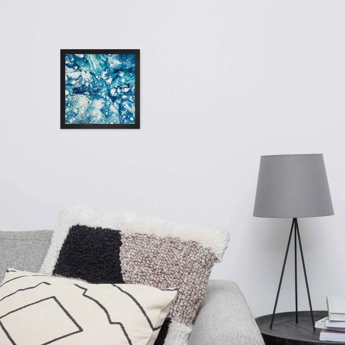 Framed Print - Reef - Blue Fluid Abstract Ocean Foam
