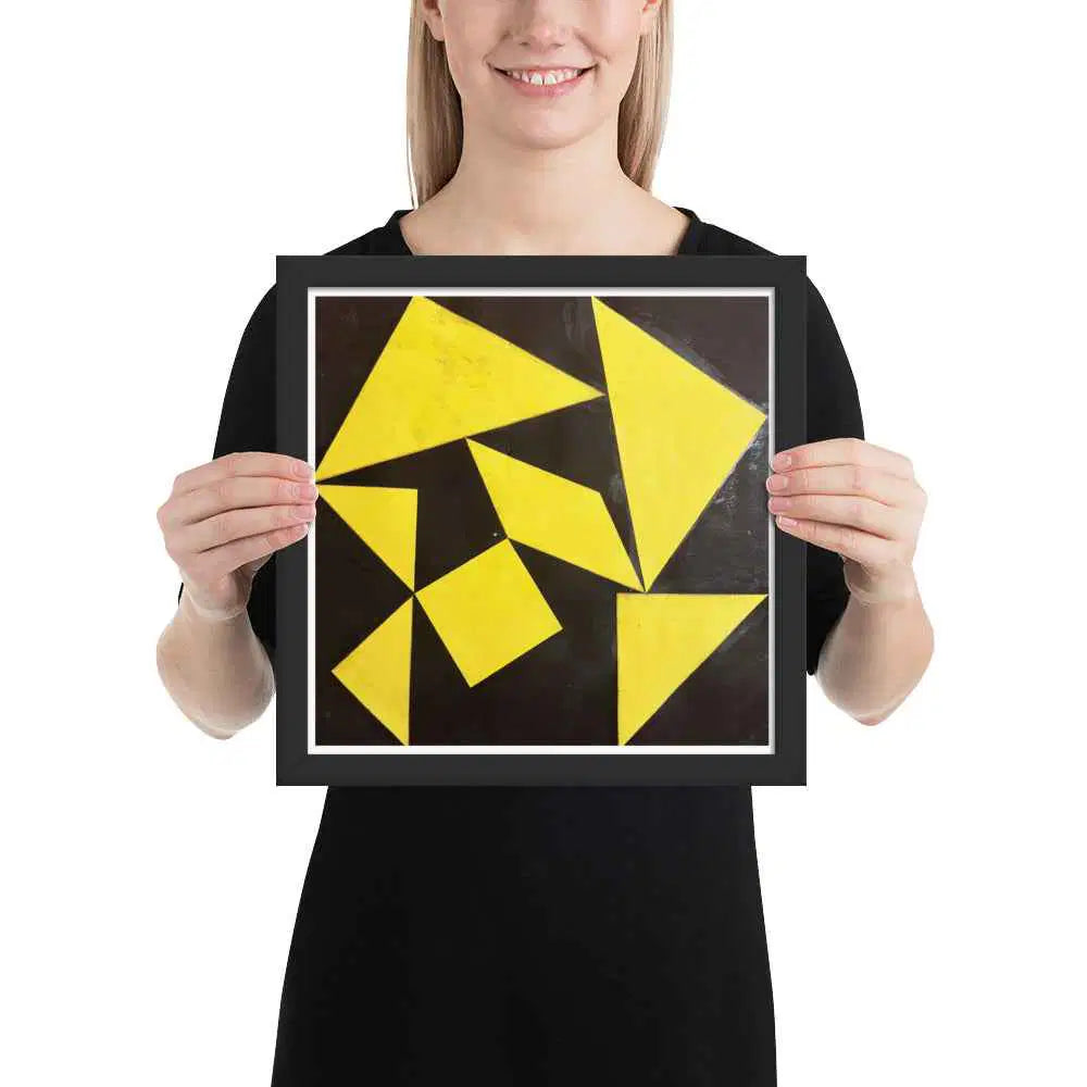 Framed Print - Golden Fracture - Geometric Minimalist