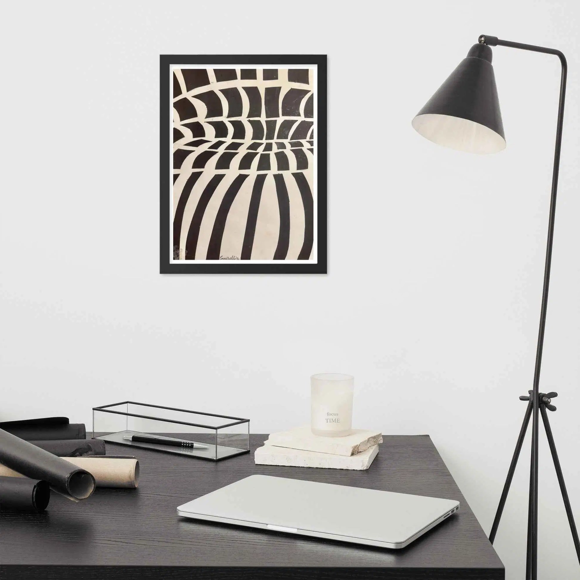 Framed Print - Optical Web - Op Art Black & White Illusion