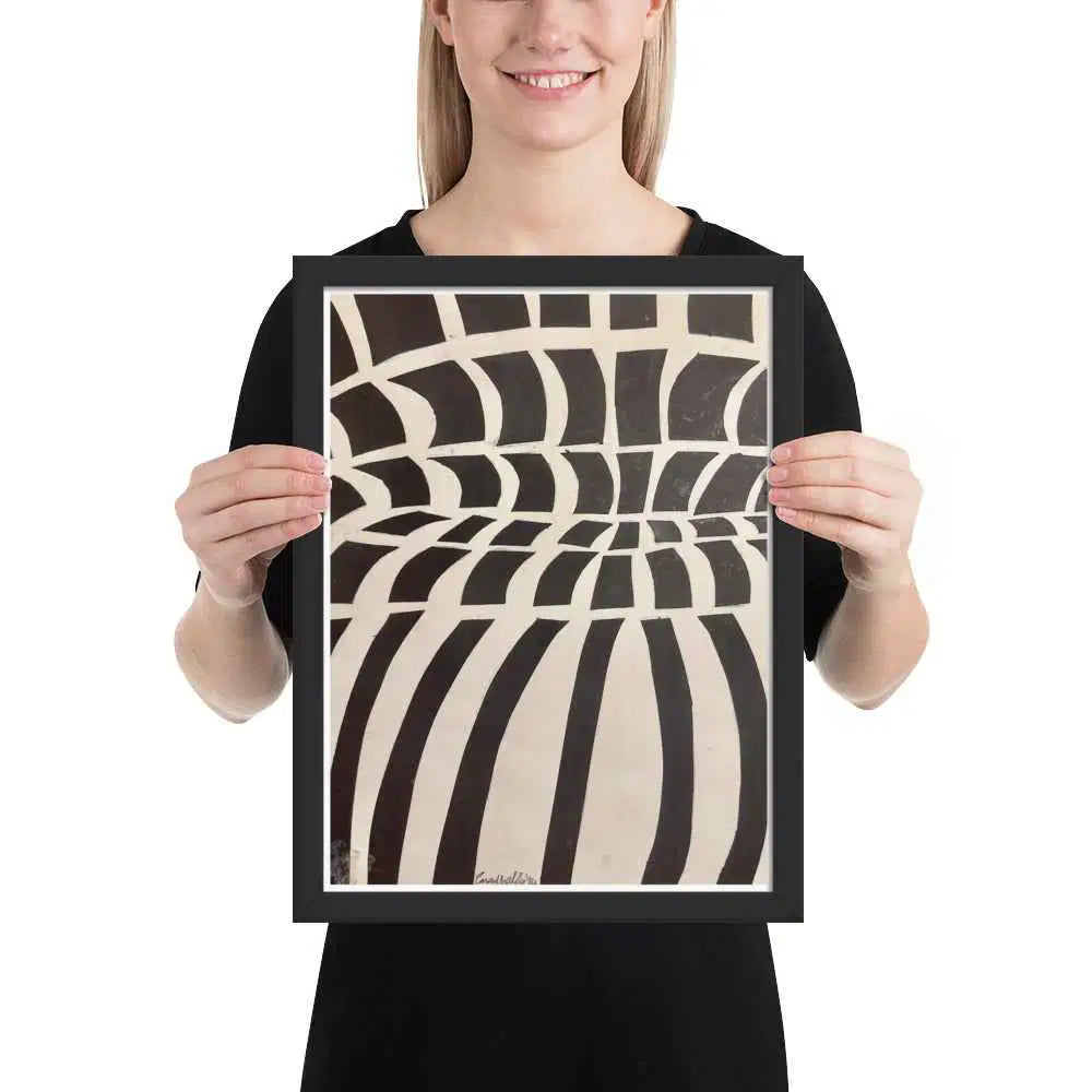 Framed Print - Optical Web - Op Art Black & White Illusion