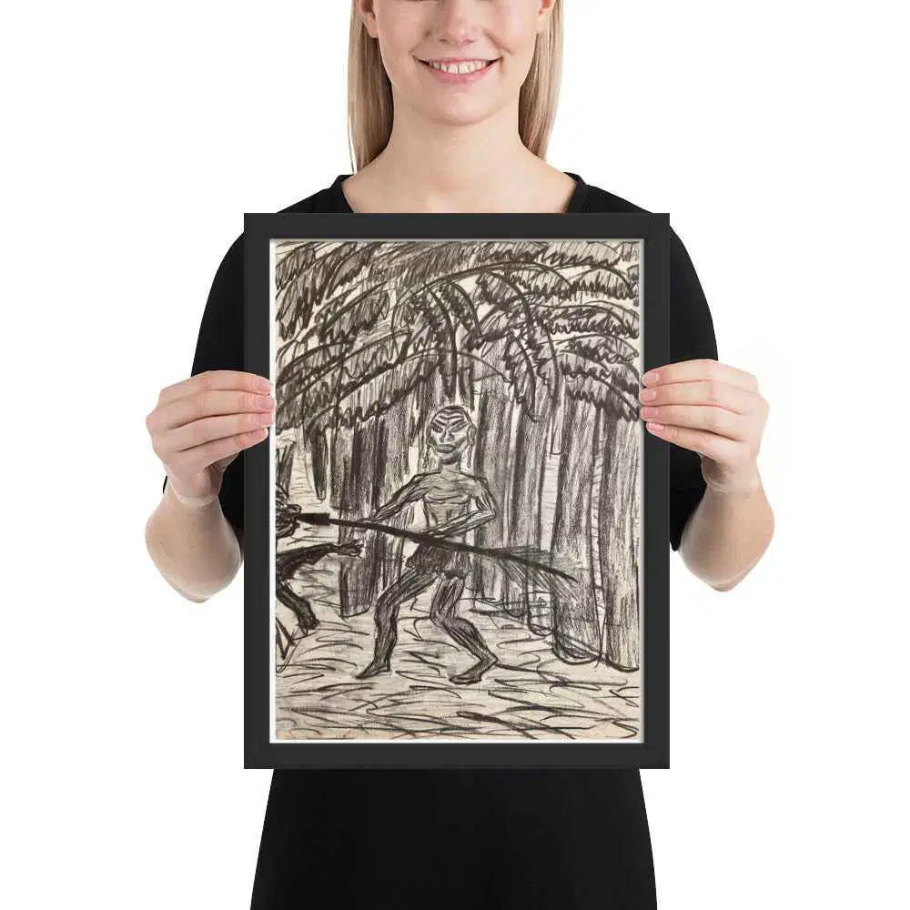 Framed Print - The Scavenger - Figurative Monochrome Warrior