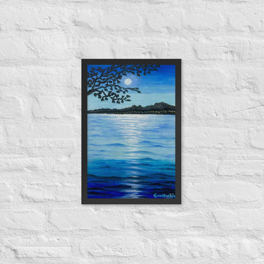 Framed Print - Nocturned - Moonlit Sea by Night