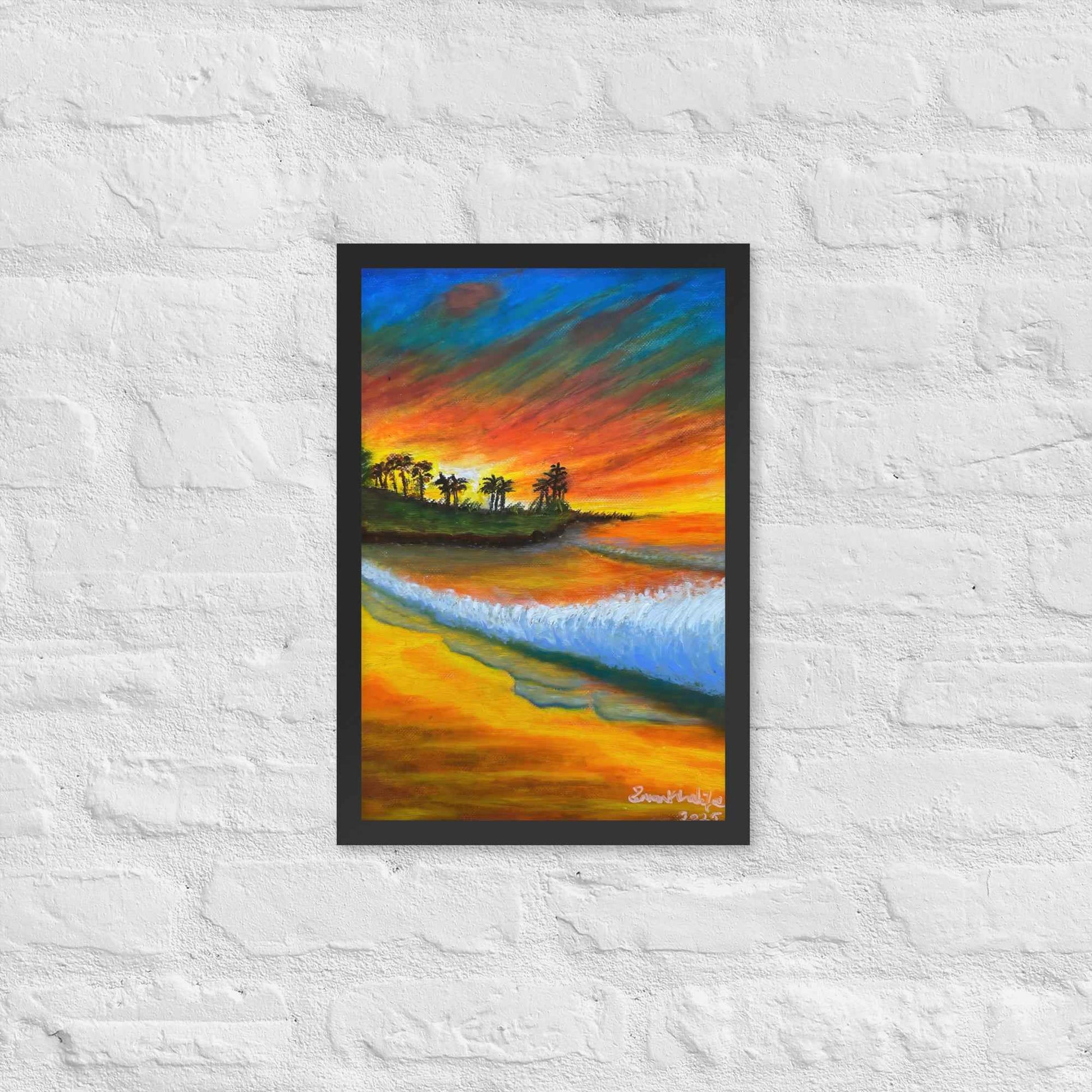 Framed Print - Day Blazed - Tropical Sunset Palm Tree
