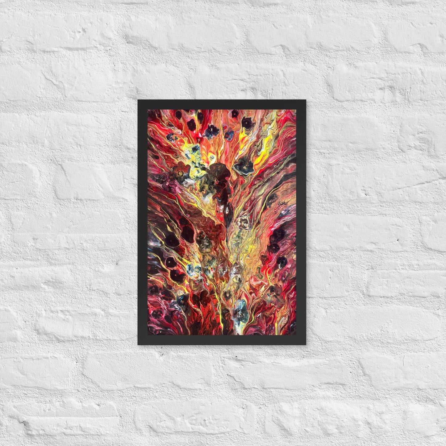 Framed Print - Phoenix - Fluid Abstract Red Gold Fire