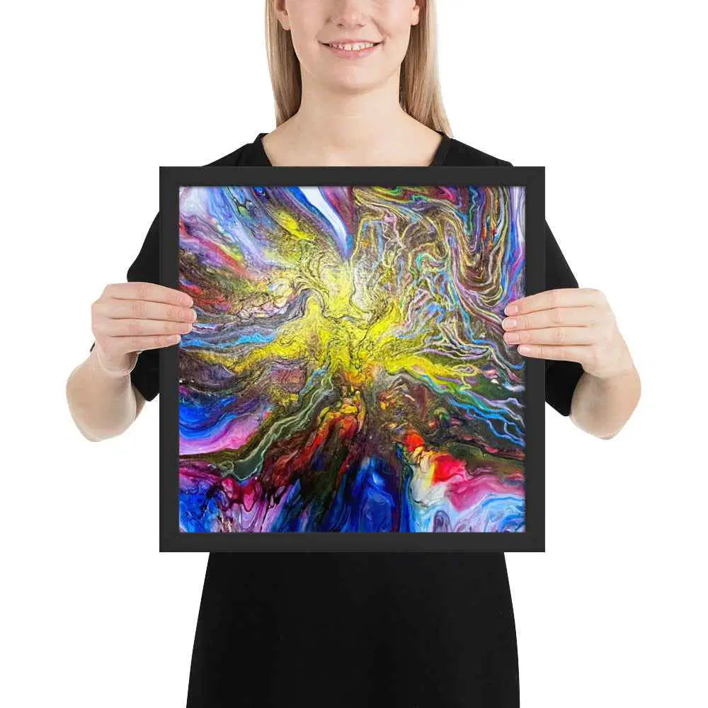 Framed Print - In The Beginning - Cosmic Gold Explosion