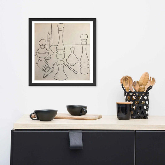 Framed Print - Contours of Orient - Monochrome Outline