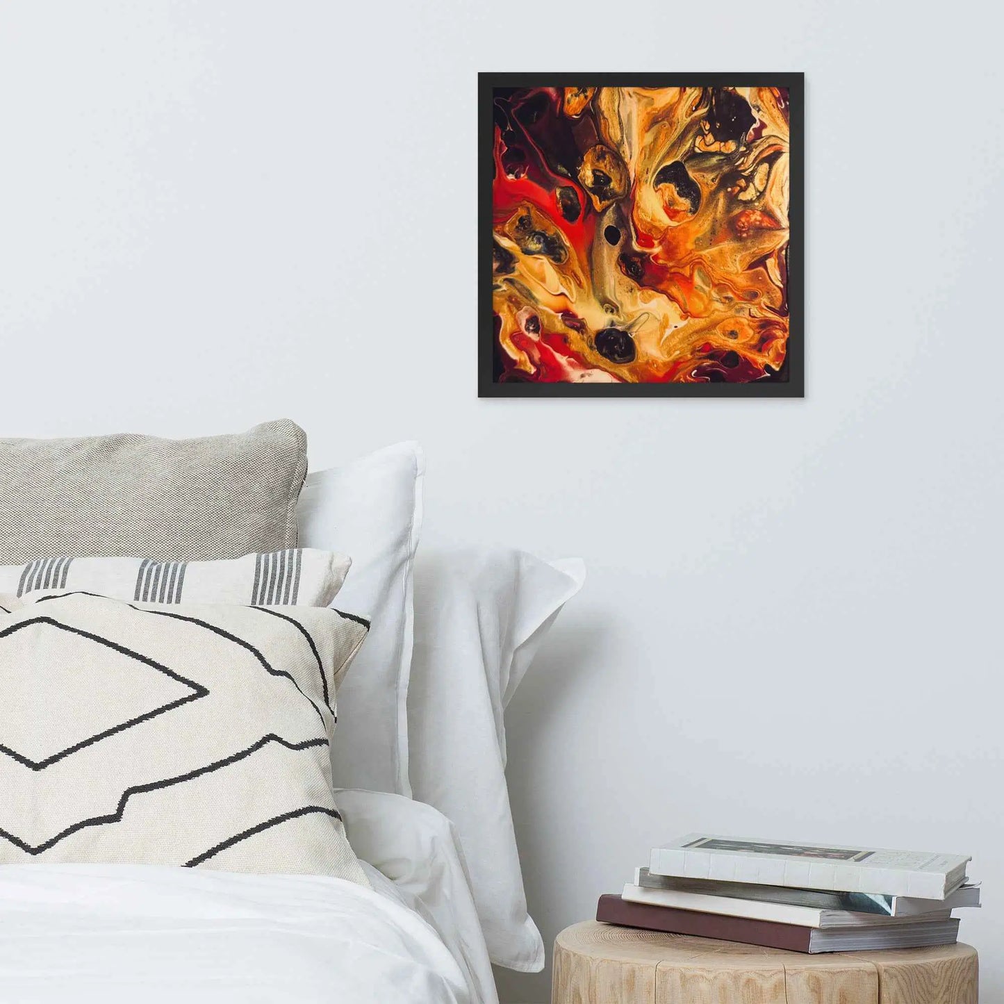 Framed Print - Laheeb (flame) - Fluid Red Black Fire