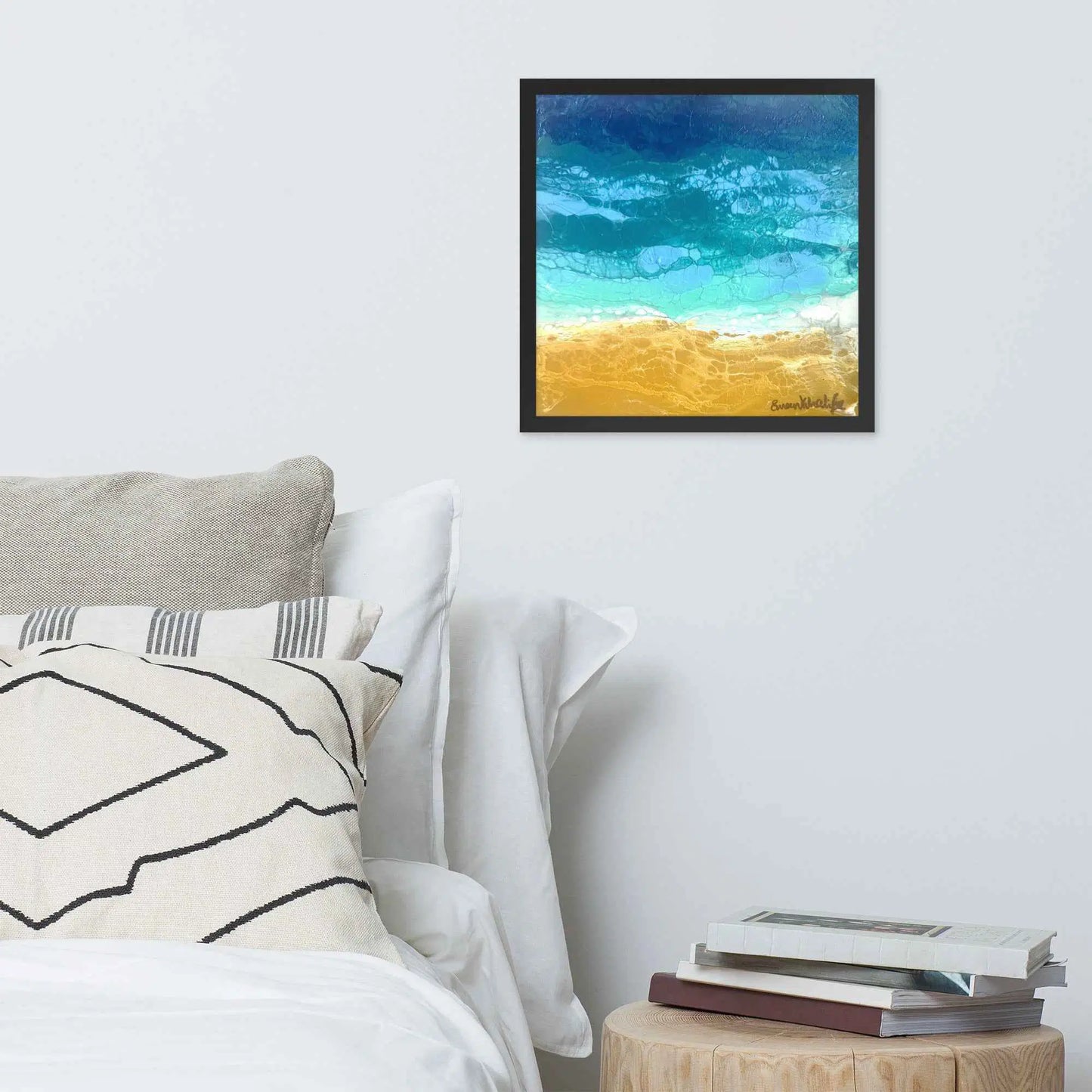 Framed Print - Mystic Sea - Fluid Abstract Ocean Gold Art