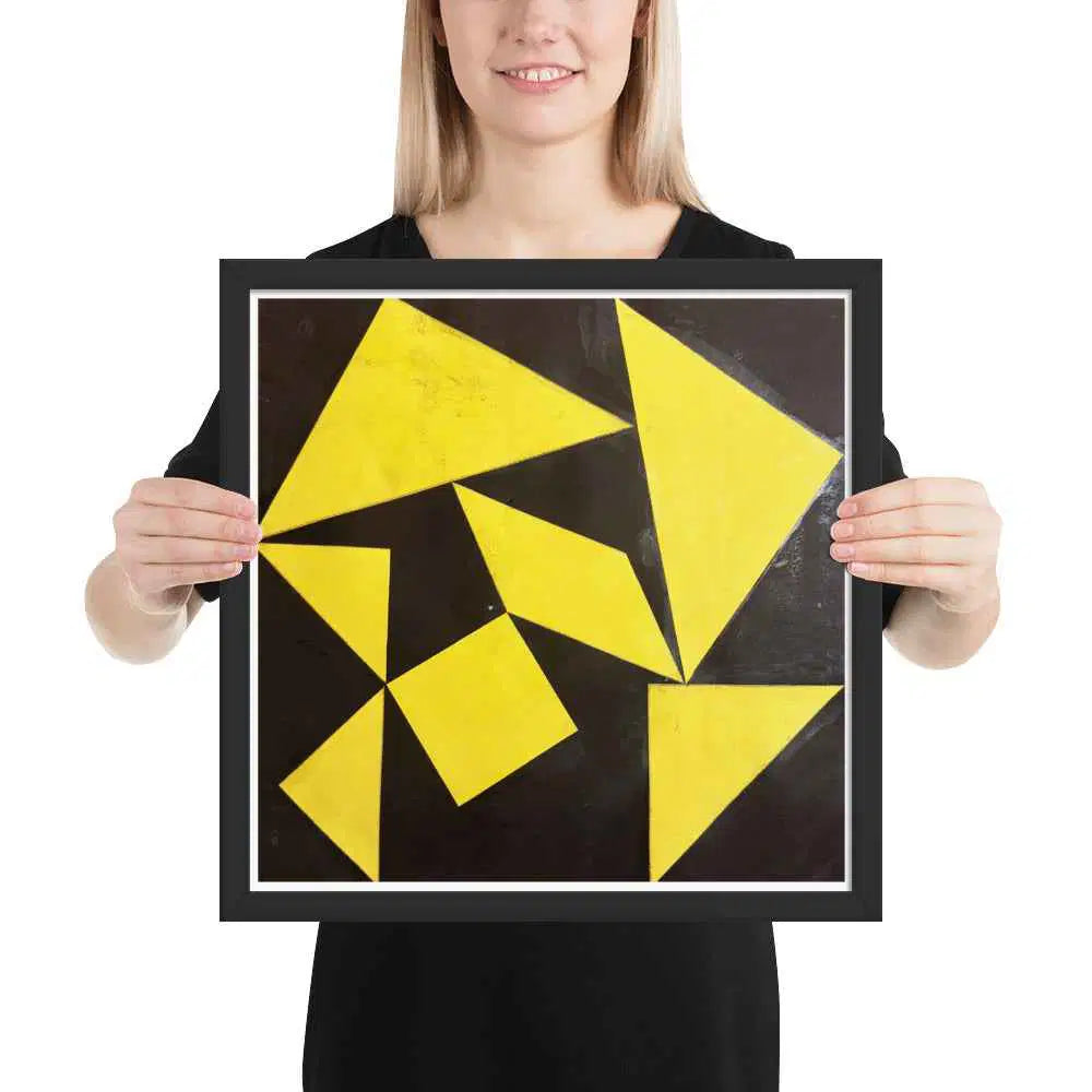 Framed Print - Golden Fracture - Geometric Minimalist