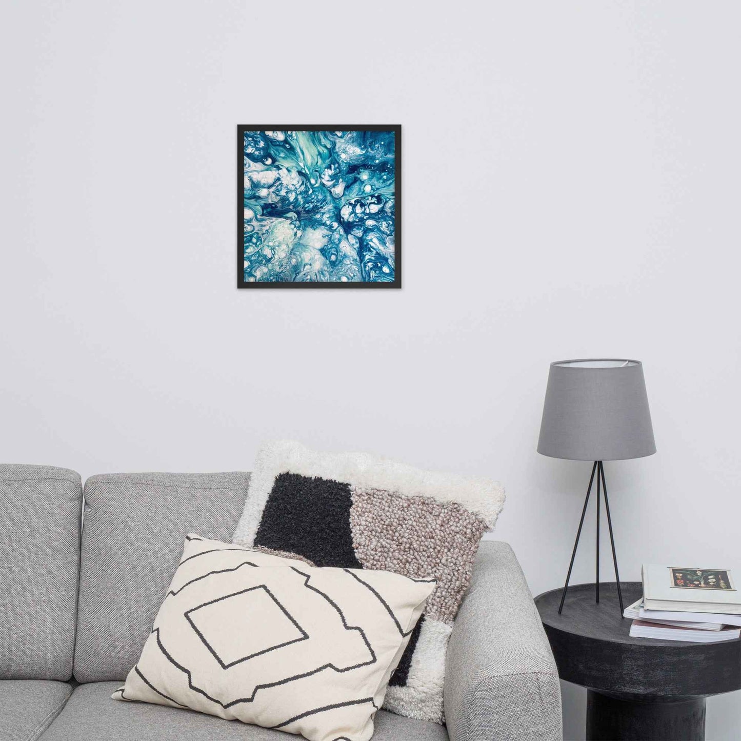 Framed Print - Reef - Blue Fluid Abstract Ocean Foam