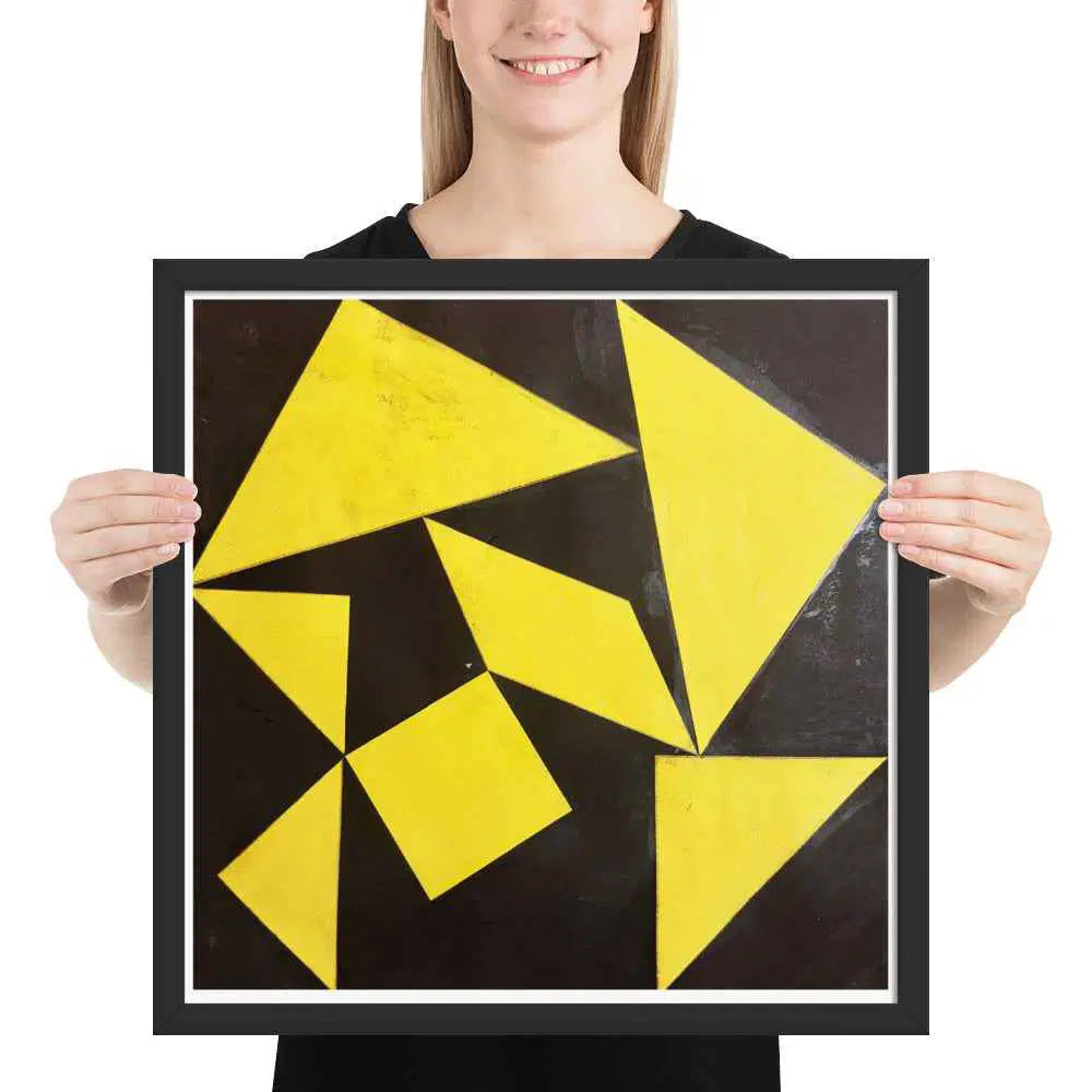 Framed Print - Golden Fracture - Geometric Minimalist