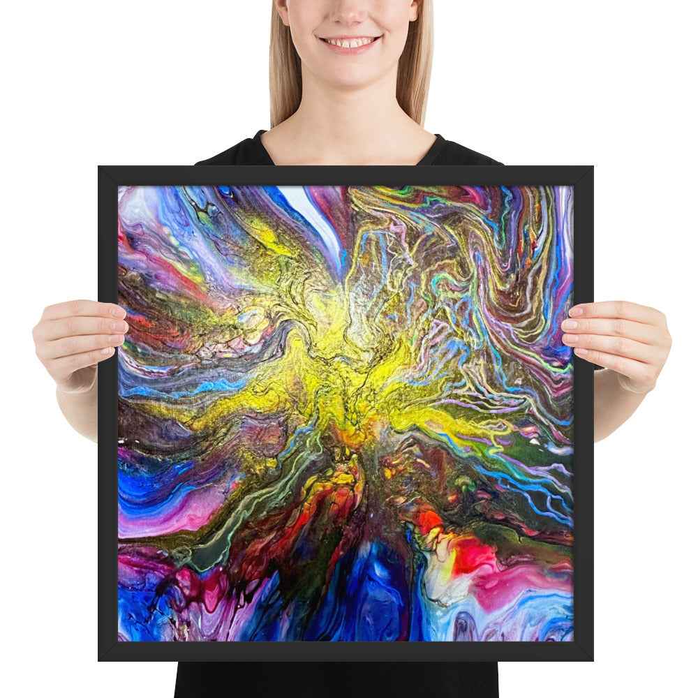 Framed Print - In The Beginning - Cosmic Gold Explosion