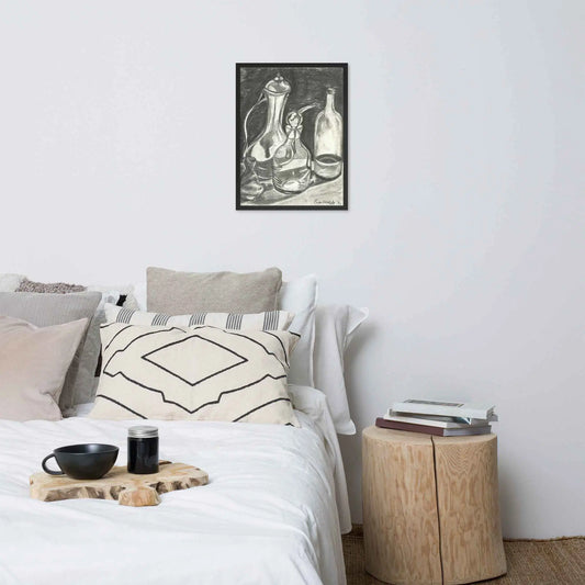 Framed Paper Print - Silent Reflection - Still Life Charcoal