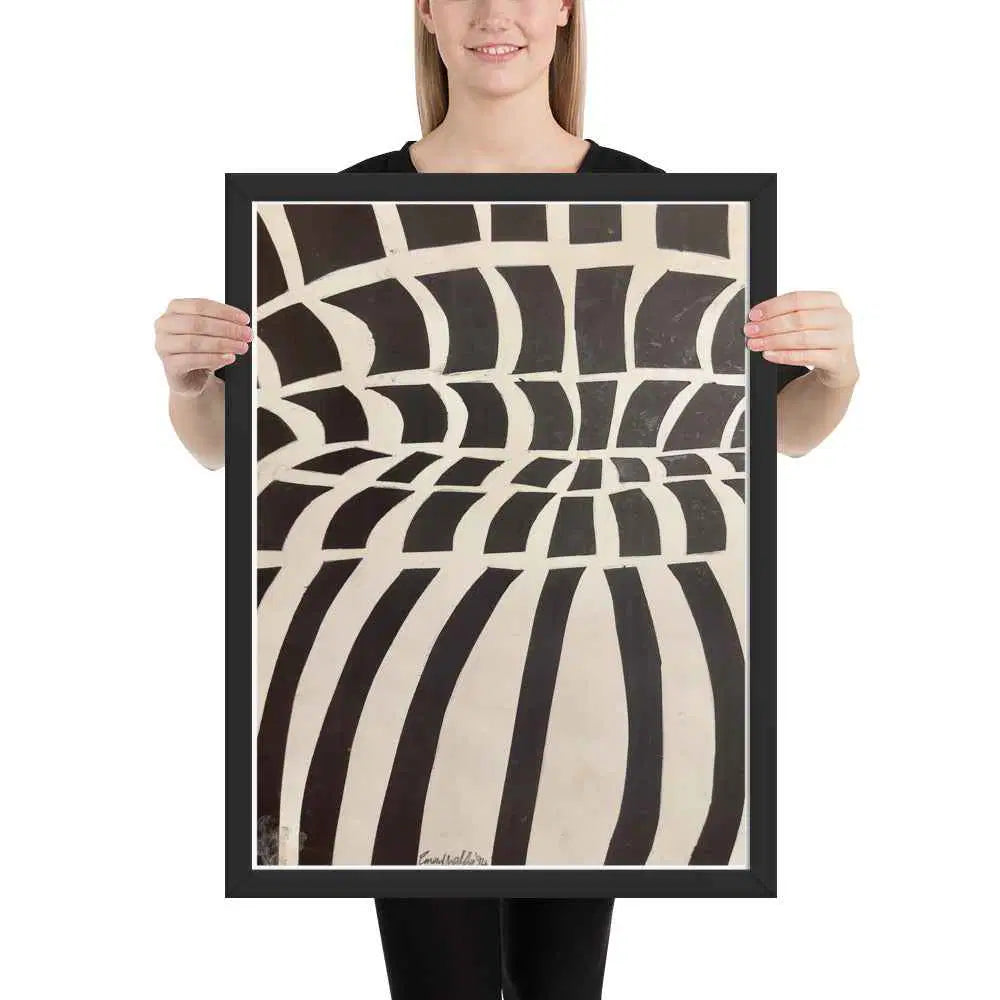 Framed Print - Optical Web - Op Art Black & White Illusion