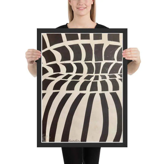 Framed Print - Optical Web - Op Art Black & White Illusion