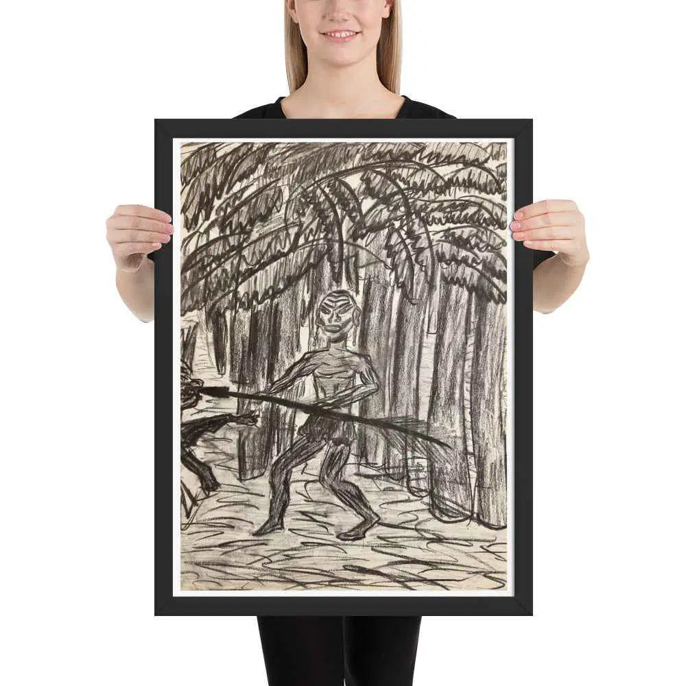 Framed Print - The Scavenger - Figurative Monochrome Warrior