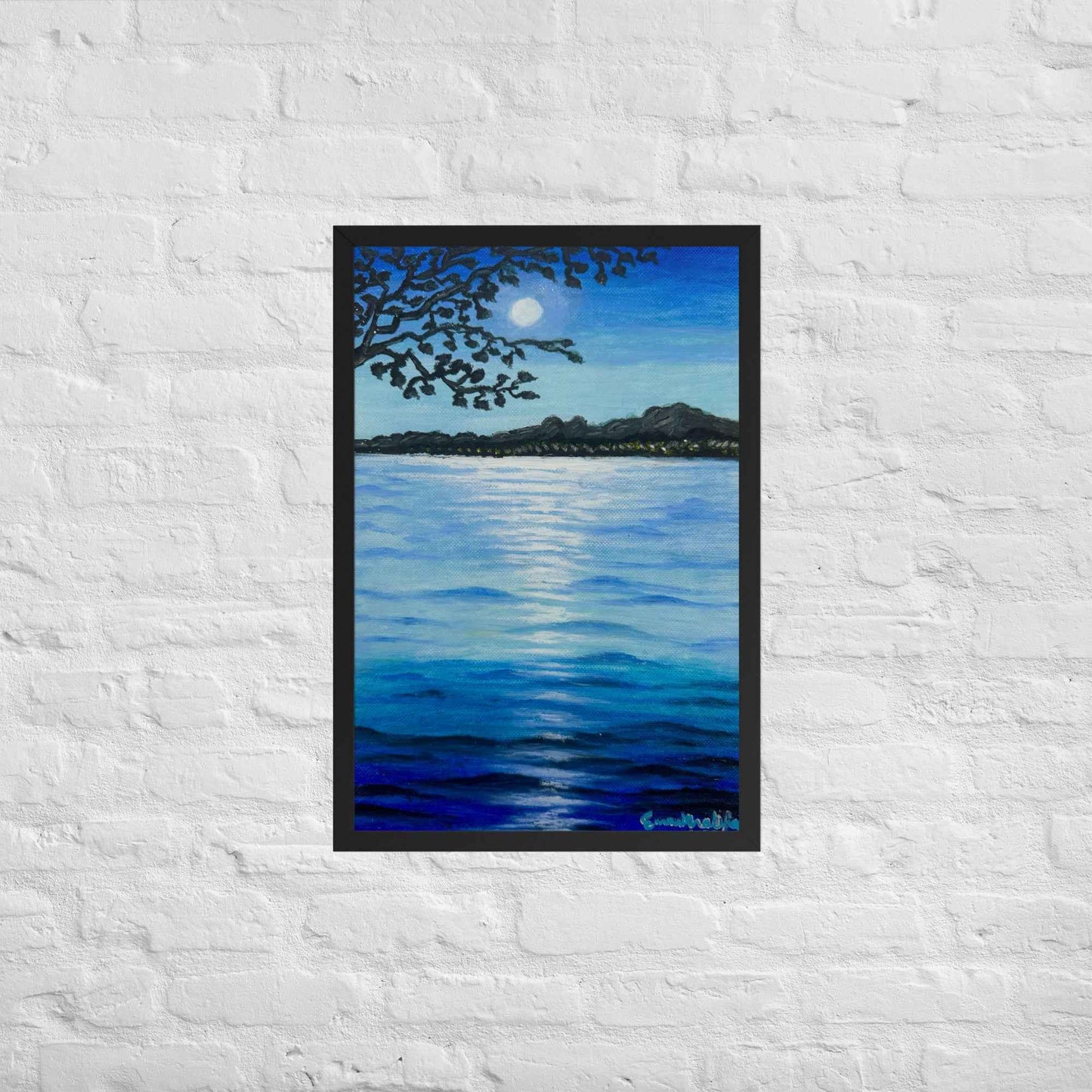 Framed Print - Nocturned - Moonlit Sea by Night