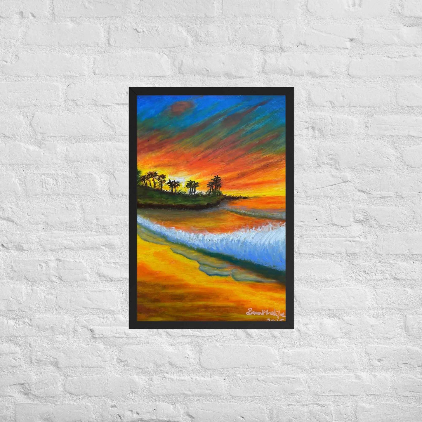 Framed Print - Day Blazed - Tropical Sunset Palm Tree