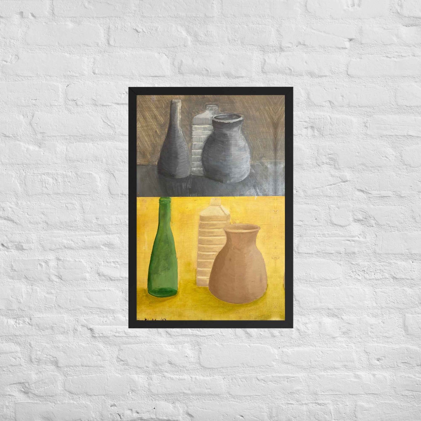 Framed Print - Skins - Dyptich Tonal Still Life Vessels