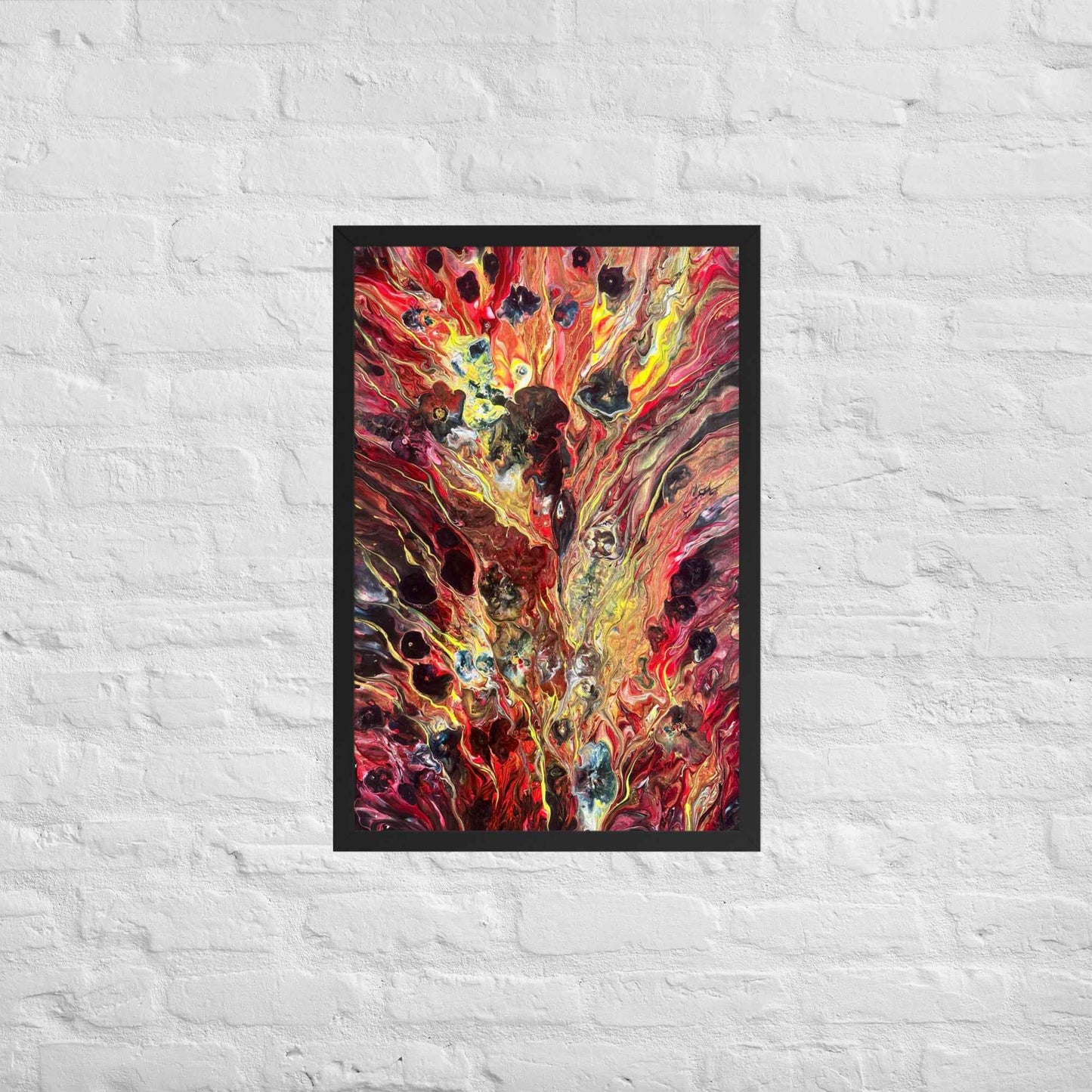 Framed Print - Phoenix - Fluid Abstract Red Gold Fire