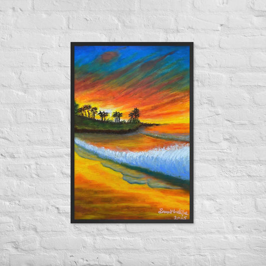 Framed Print - Day Blazed - Tropical Sunset Palm Tree