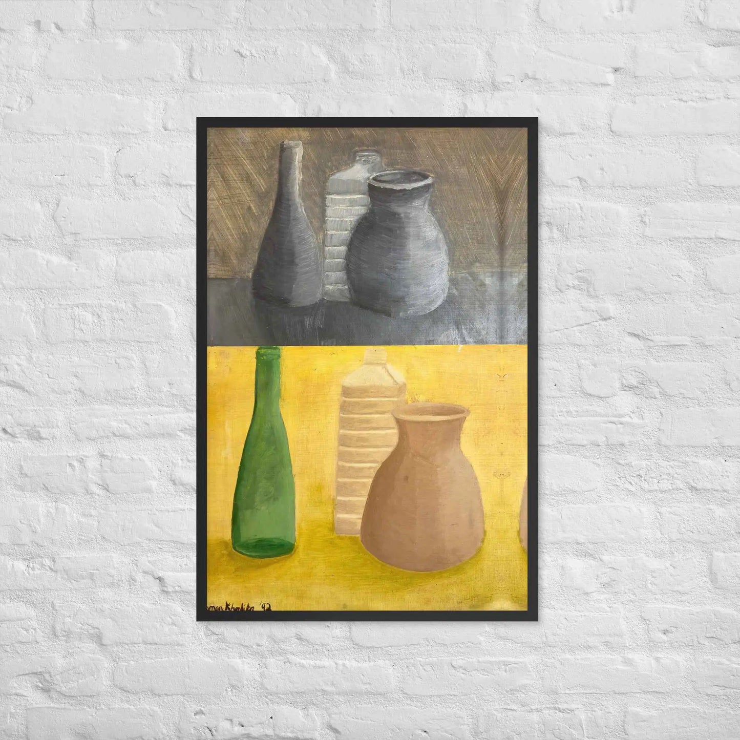 Framed Print - Skins - Dyptich Tonal Still Life Vessels