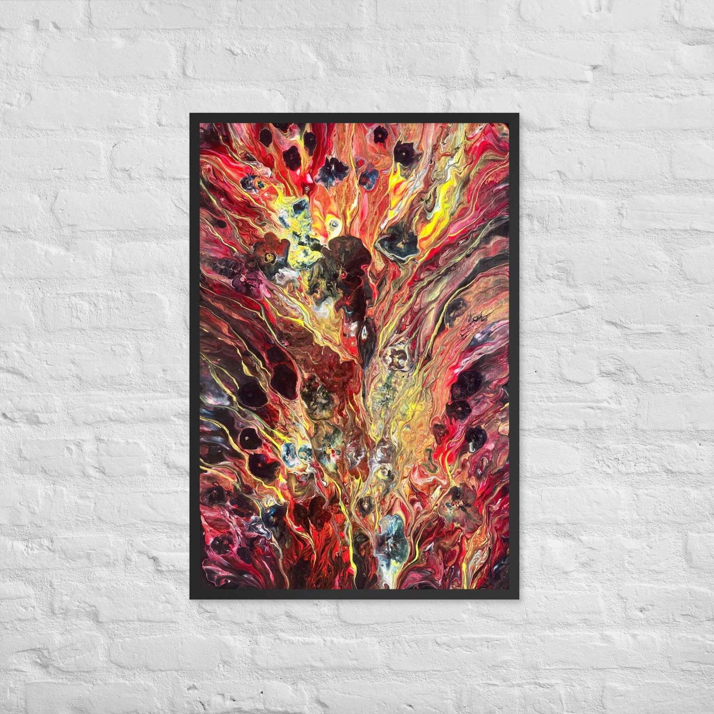 Framed Print - Phoenix - Fluid Abstract Red Gold Fire