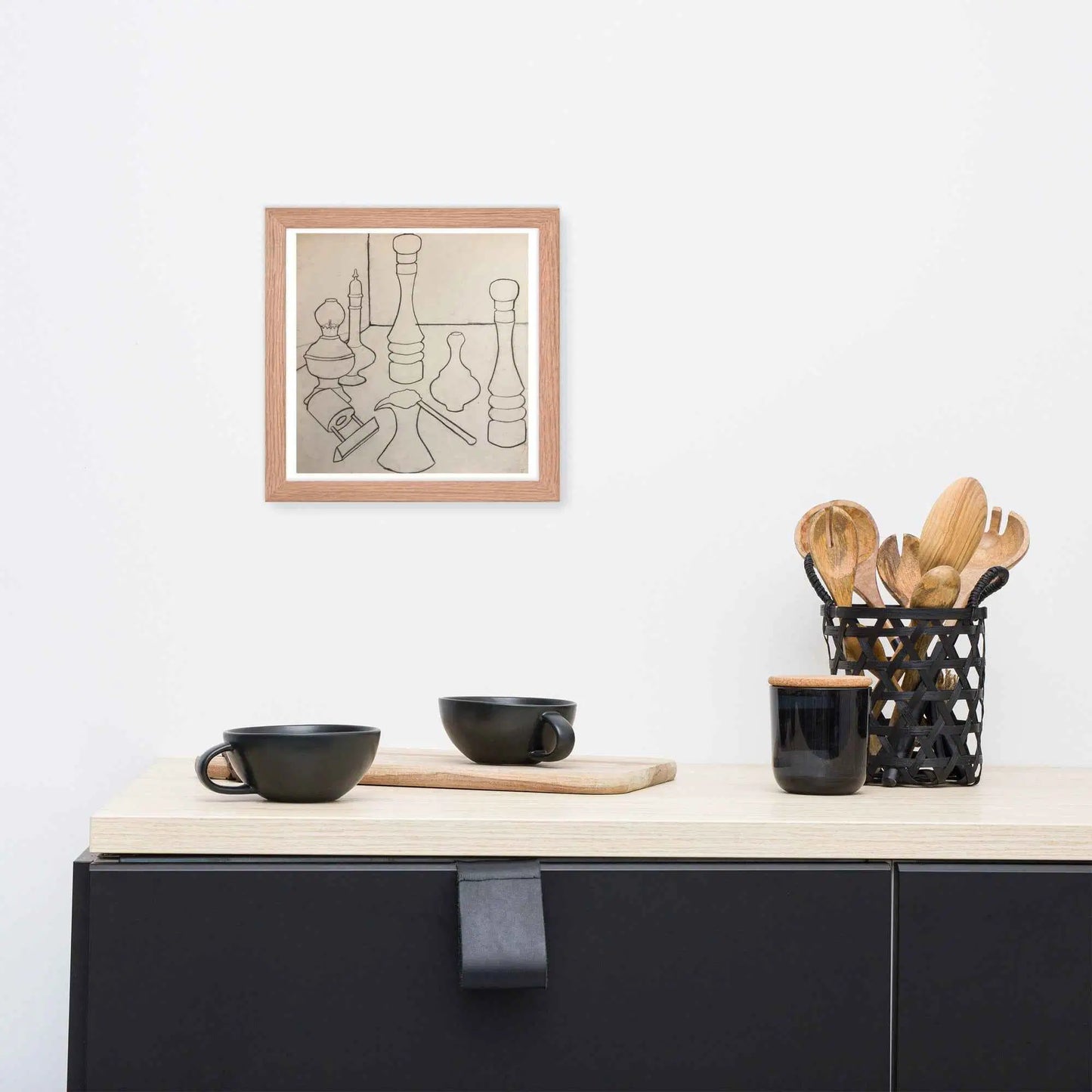 Framed Print - Contours of Orient - Monochrome Outline