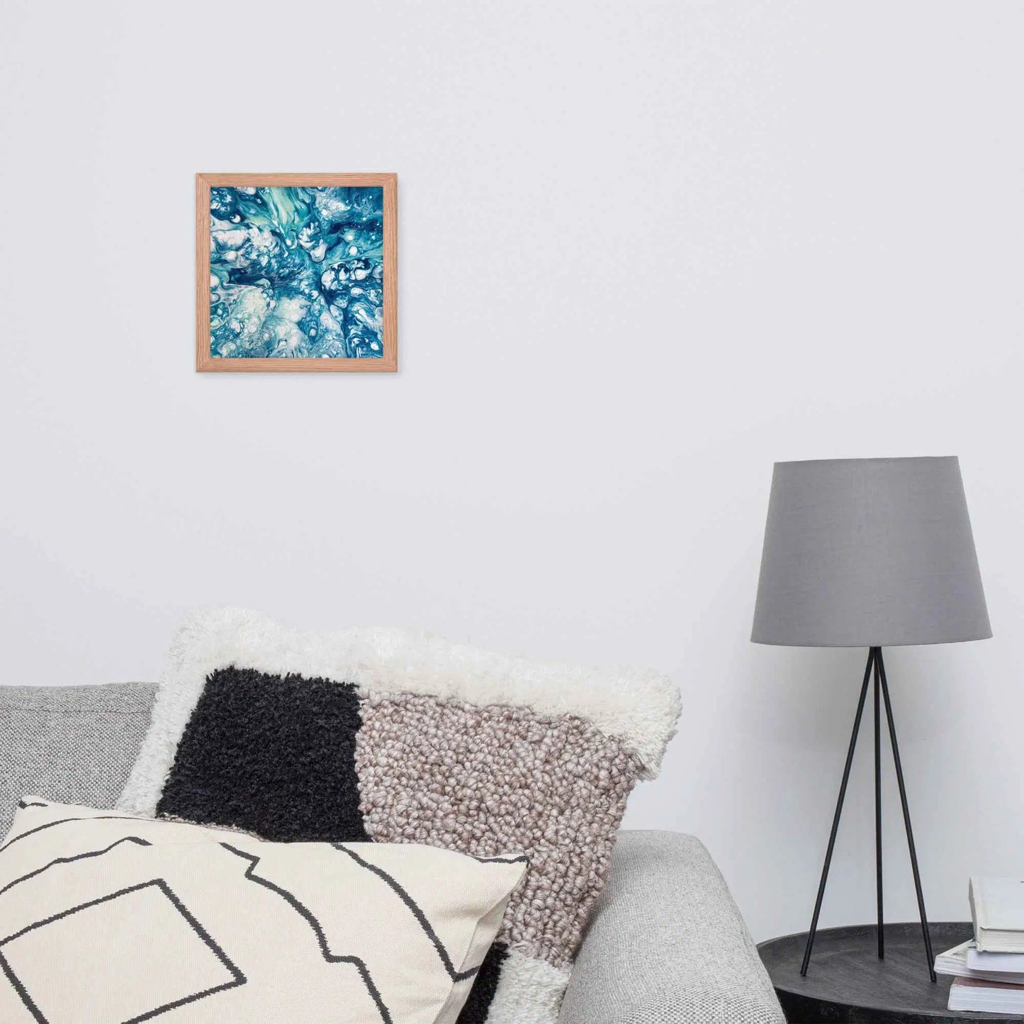 Framed Print - Reef - Blue Fluid Abstract Ocean Foam